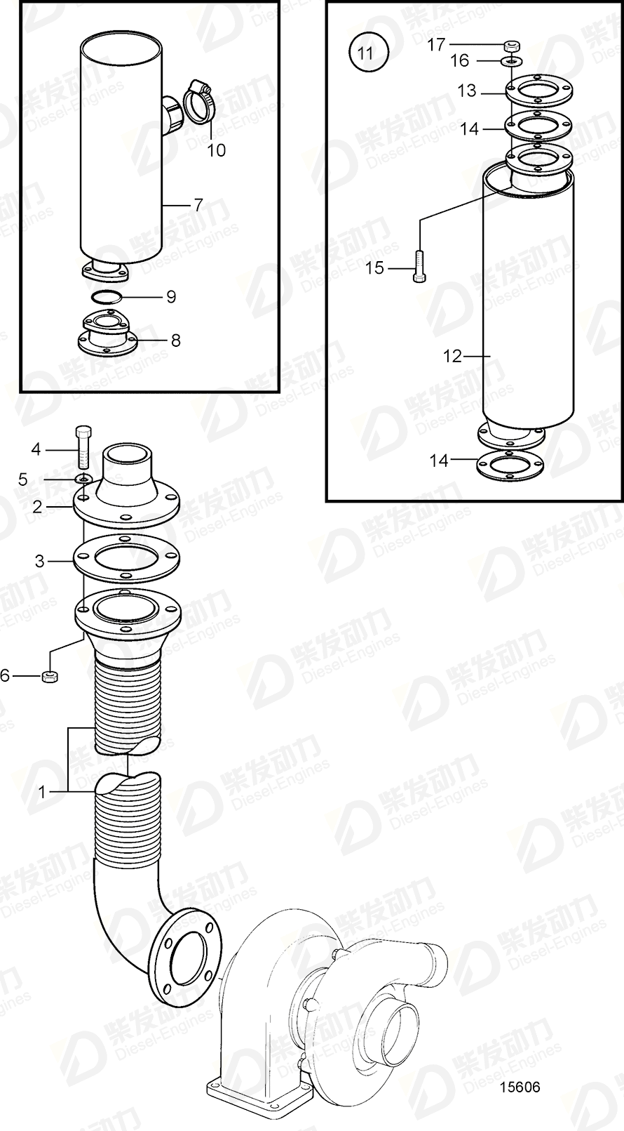 VOLVO Exhaust hose 848623 Drawing